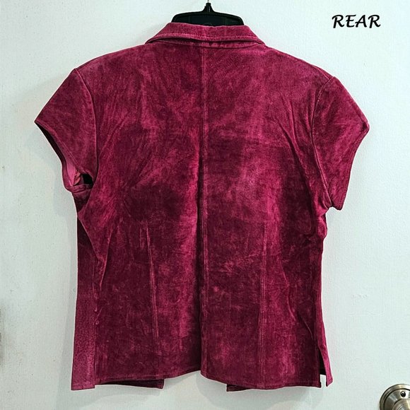 Pink Washable Genuine Suede, Cap Sleeve Top, Arden B, Vintage (mid 90s) Size XS - Picture 3 of 16